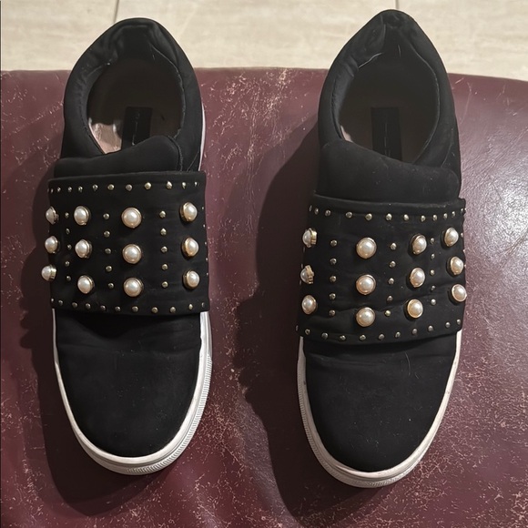 Steve Madden Black Studded Slip On Sneakers - Picture 2 of 5